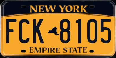 NY license plate FCK8105