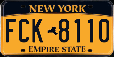 NY license plate FCK8110
