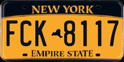 NY license plate FCK8117