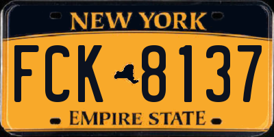 NY license plate FCK8137