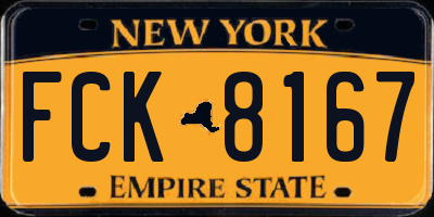 NY license plate FCK8167