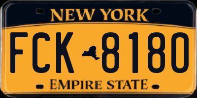 NY license plate FCK8180