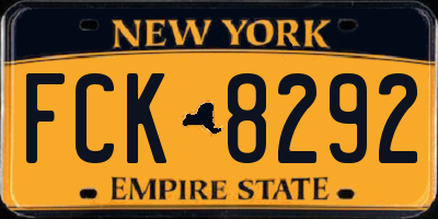 NY license plate FCK8292