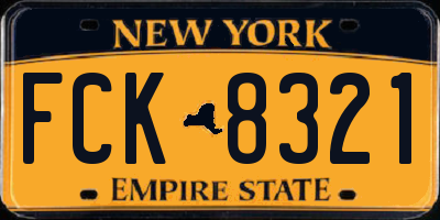 NY license plate FCK8321
