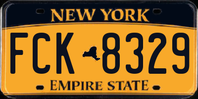 NY license plate FCK8329