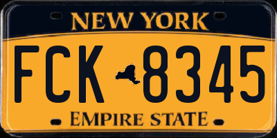 NY license plate FCK8345