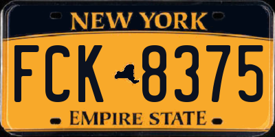 NY license plate FCK8375
