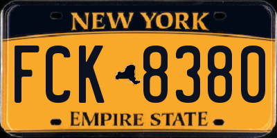 NY license plate FCK8380