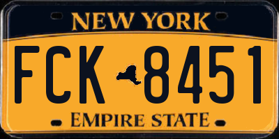 NY license plate FCK8451