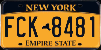 NY license plate FCK8481