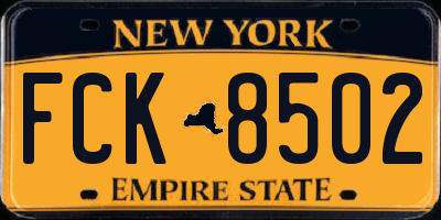 NY license plate FCK8502