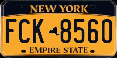 NY license plate FCK8560