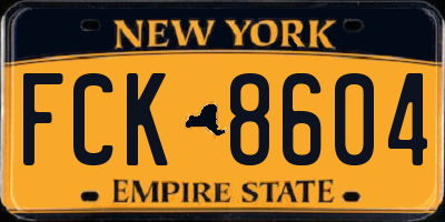 NY license plate FCK8604
