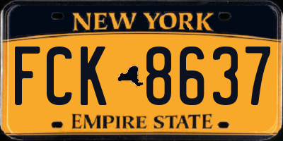 NY license plate FCK8637