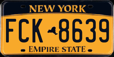 NY license plate FCK8639