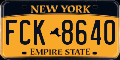 NY license plate FCK8640