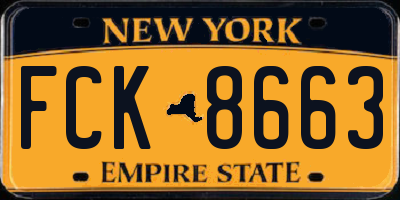 NY license plate FCK8663