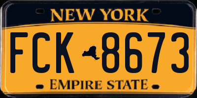 NY license plate FCK8673