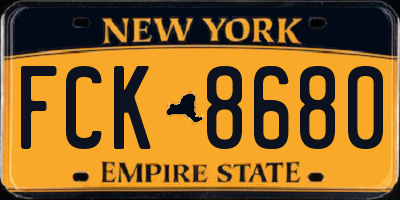 NY license plate FCK8680