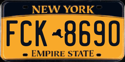 NY license plate FCK8690