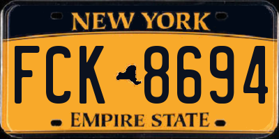 NY license plate FCK8694