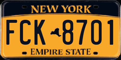 NY license plate FCK8701
