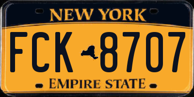 NY license plate FCK8707