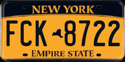 NY license plate FCK8722