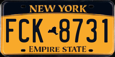 NY license plate FCK8731