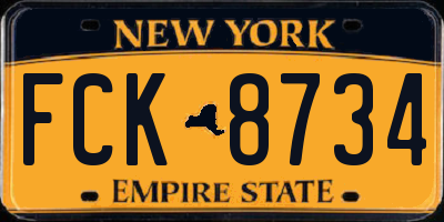 NY license plate FCK8734