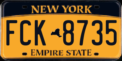 NY license plate FCK8735