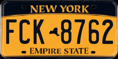 NY license plate FCK8762