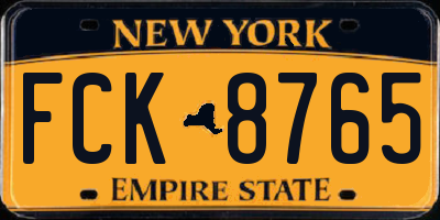 NY license plate FCK8765