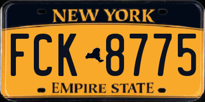NY license plate FCK8775