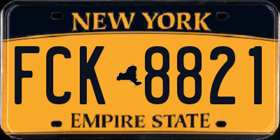 NY license plate FCK8821