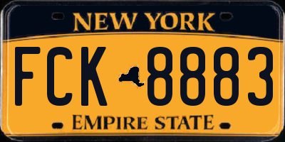 NY license plate FCK8883