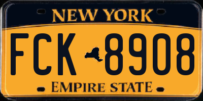NY license plate FCK8908