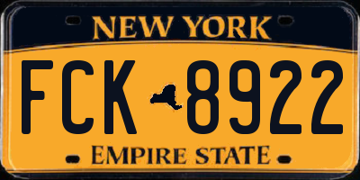 NY license plate FCK8922
