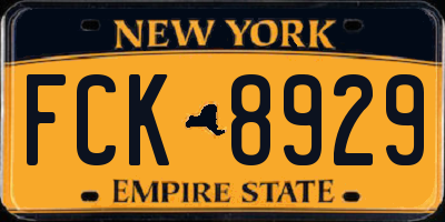 NY license plate FCK8929