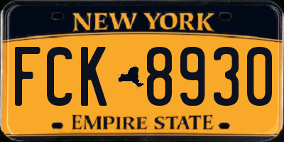 NY license plate FCK8930