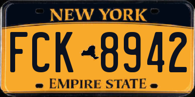NY license plate FCK8942
