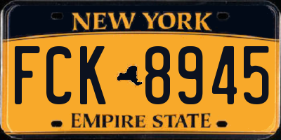 NY license plate FCK8945