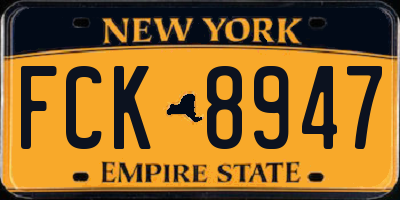 NY license plate FCK8947