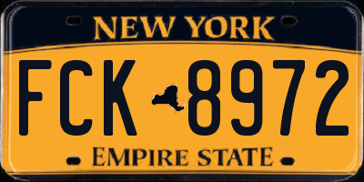 NY license plate FCK8972