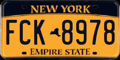 NY license plate FCK8978