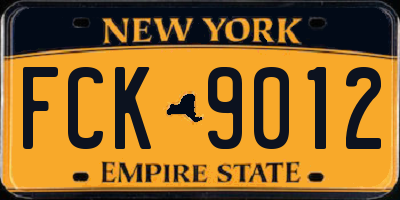 NY license plate FCK9012