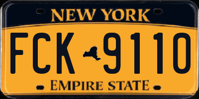 NY license plate FCK9110