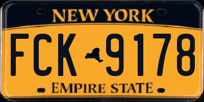 NY license plate FCK9178