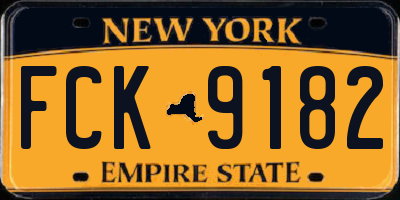 NY license plate FCK9182