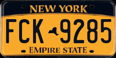 NY license plate FCK9285